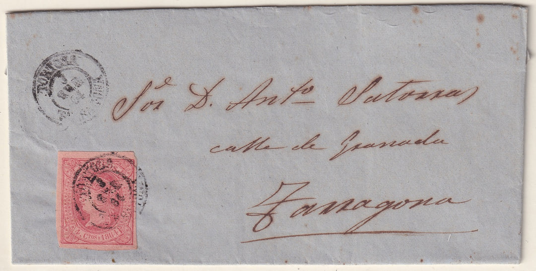 Spain 1864 Sc 62 folded letter Tortosa to Tarragona