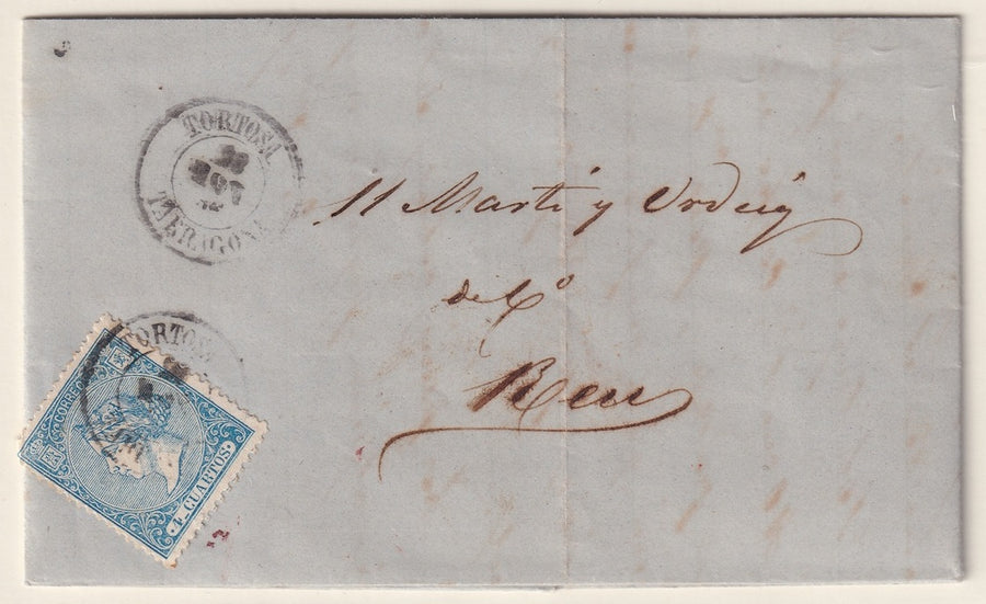 Spain 1866 Sc 82 folded letter Tortosa to Reus
