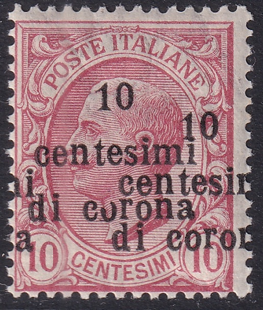 Austria 1919 Sc N67 Italian occupation MNH** double shifted overprint variety