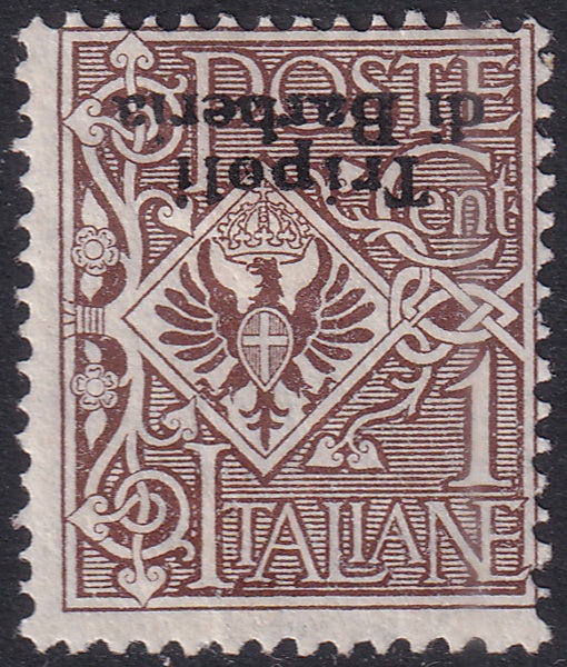 Italian Offices Tripoli 1909 Sc 2a MH* inverted overprint variety