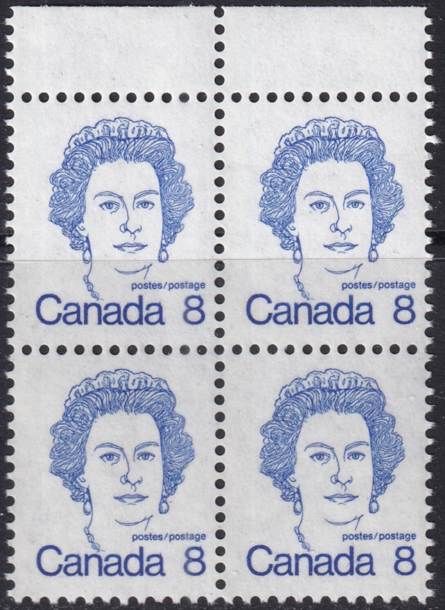 Canada 1973 Sc 593 block MNH** with "fleck by left eye" variety