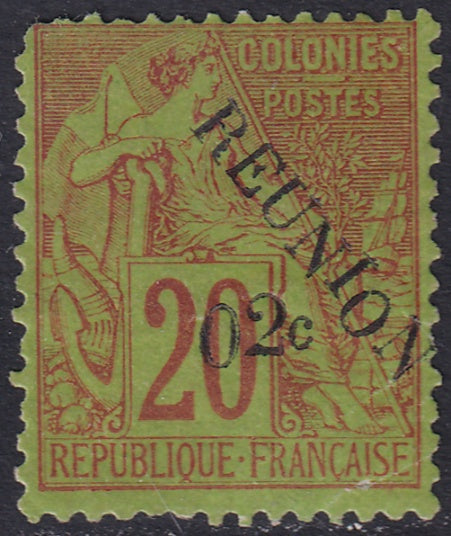 Reunion 1891 Sc 29 MH* "staggered REUNION" variety