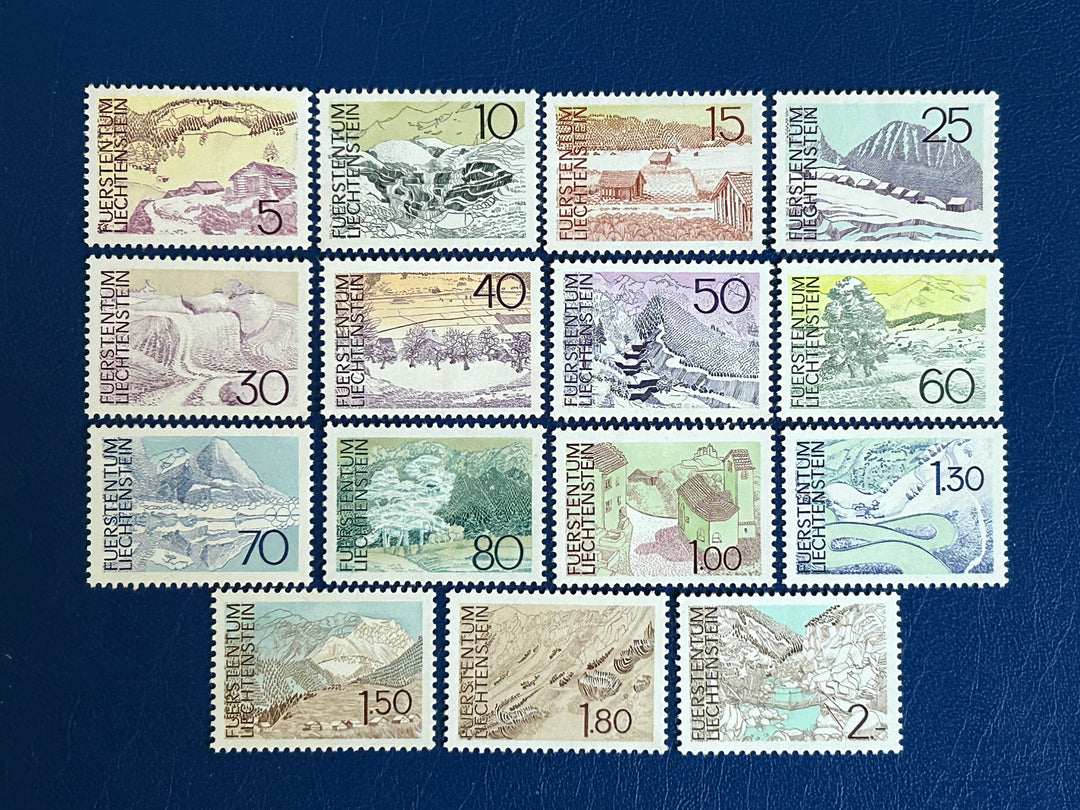 Liechtenstein 1972-3 Sc 513-527 Landscapes MNH**
