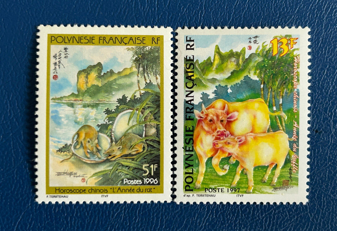 French Polynesia- 1996-7 - Chinese Lunar Year (Rat & Ox) - MNH**