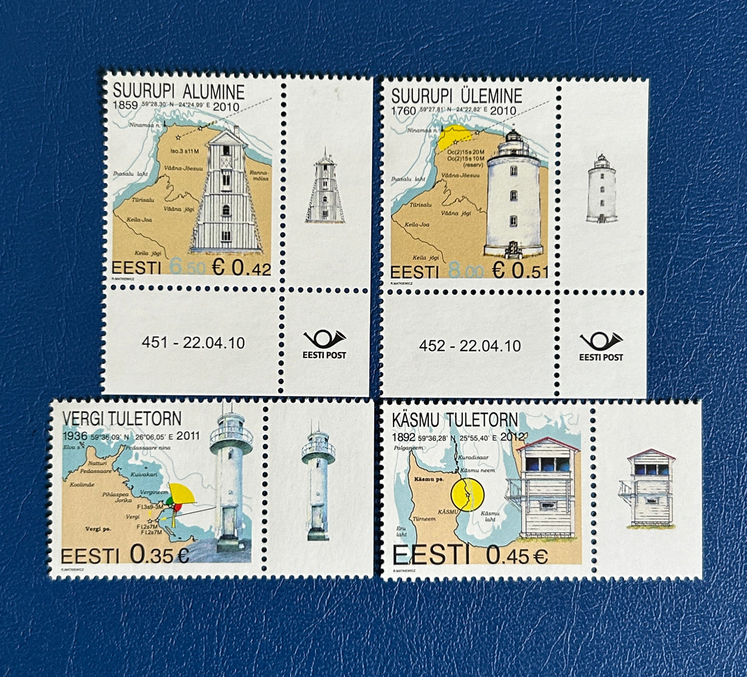 Estonia Sc 641-2, 711, 796, Lighthouses 2010-2012 MNH**