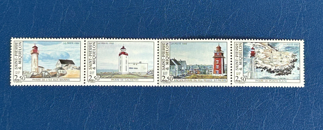 Saint Pierre & Miquelon Sc 580 Lighthouses 1992 MNH** folded strip