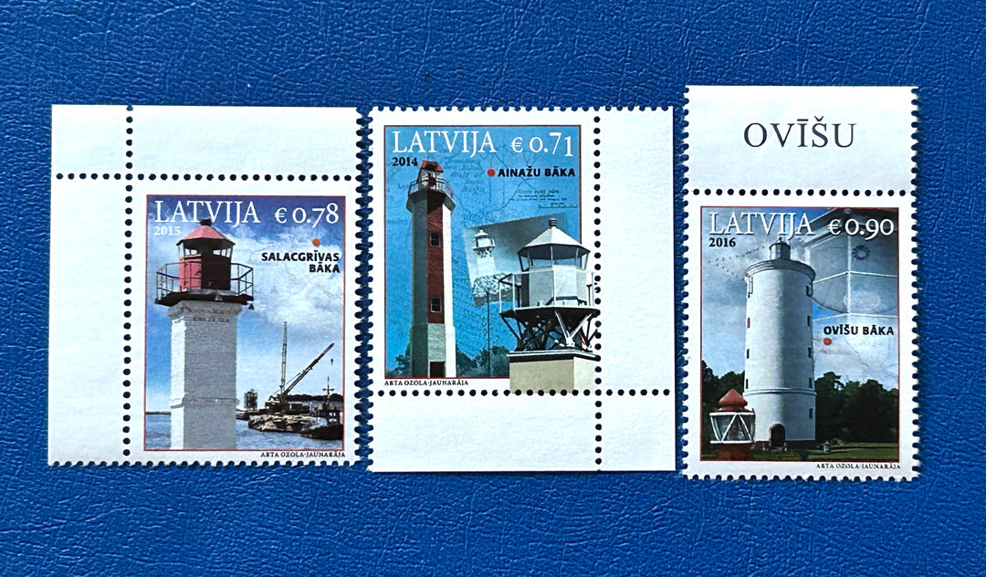 Latvia 886/917/945 Lighthouses MNH** 2014-16