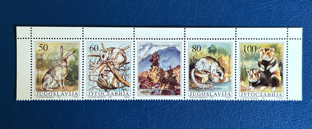 Yugoslavia - 1992 - Animals Strip (fauna) - MNH** folded on perf