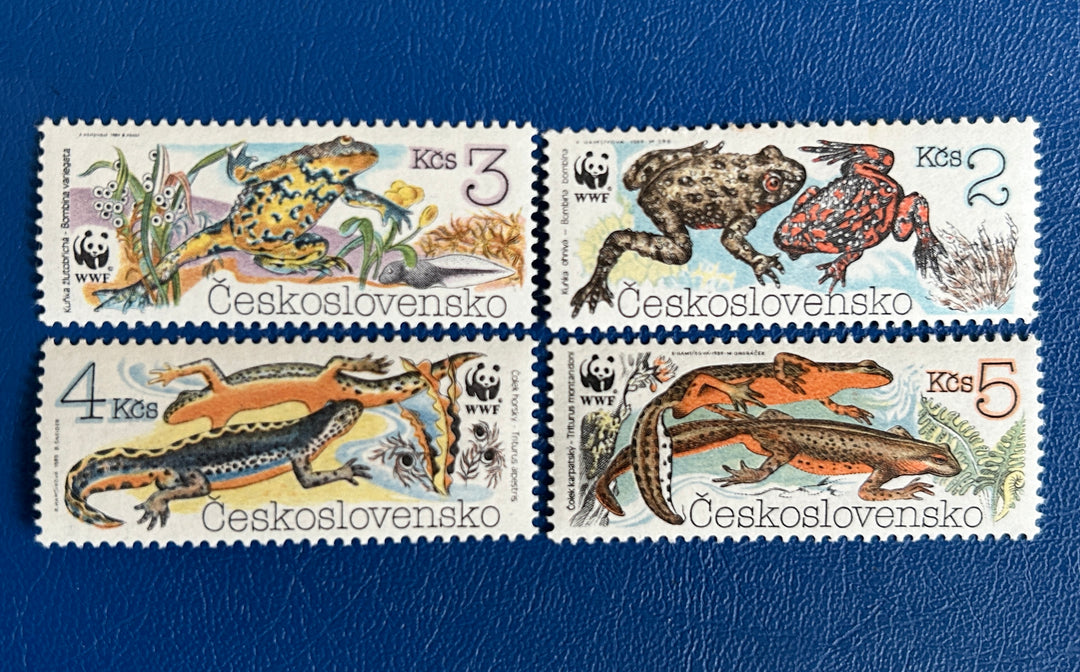 Czechoslovakia - 1989 - Endangered Amphibians (fauna) - MNH**