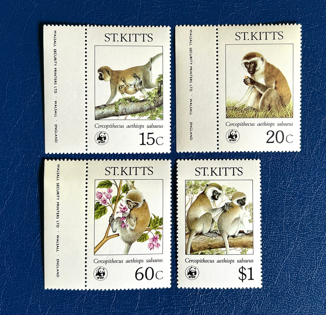 St. Kitts - 1986 - WWF Green Monkeys (fauna)-  MNH**