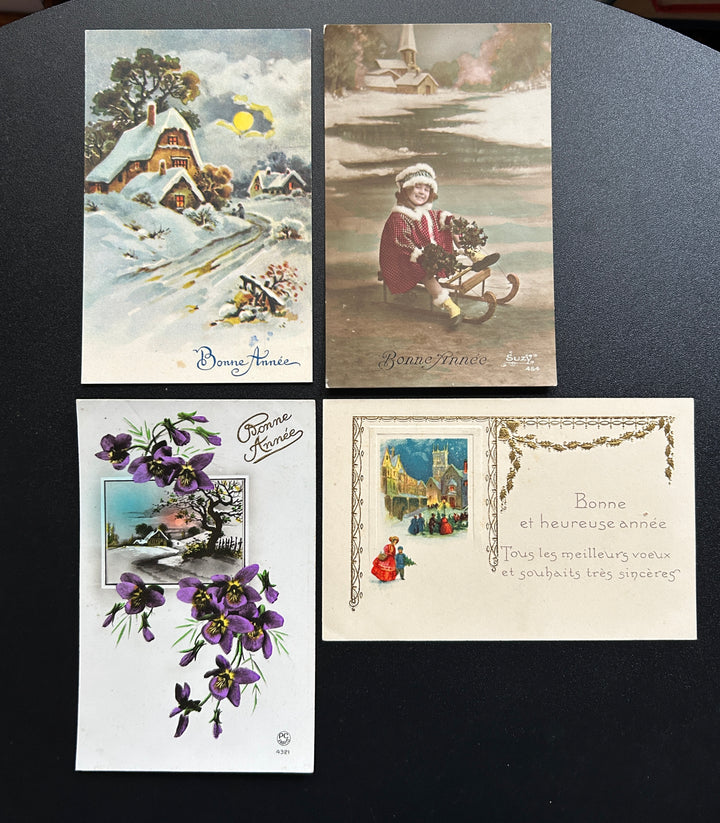 French New Year’s Postcard Lot - Vintage/Antique Postcards - 1900-1920