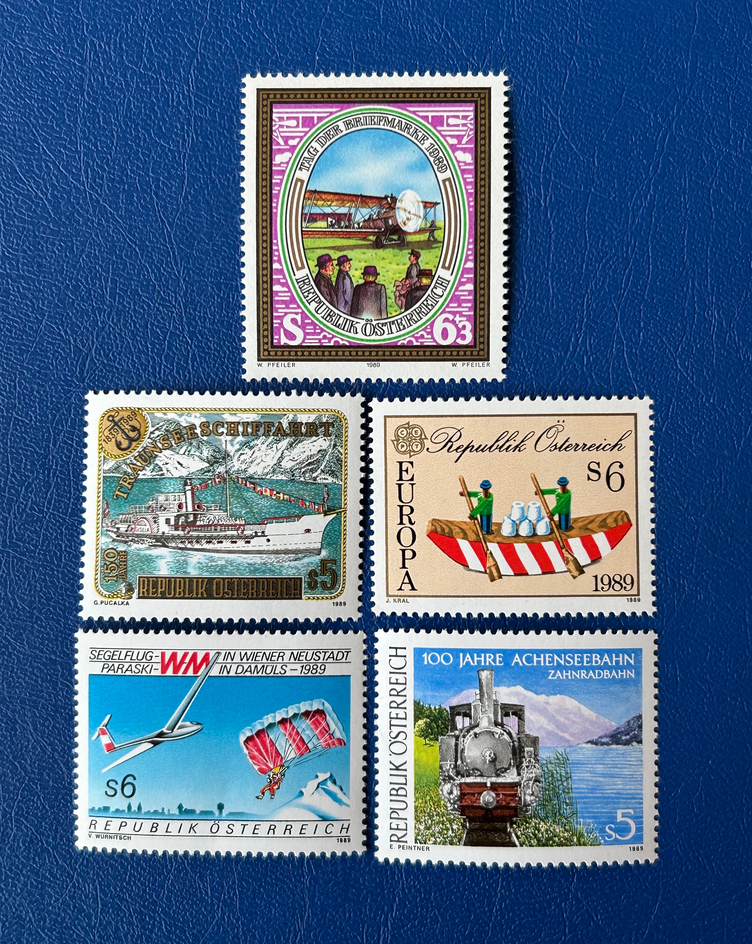 Austria - Original Vintage Postage Stamps- 1989/90 Boats, Planes ...