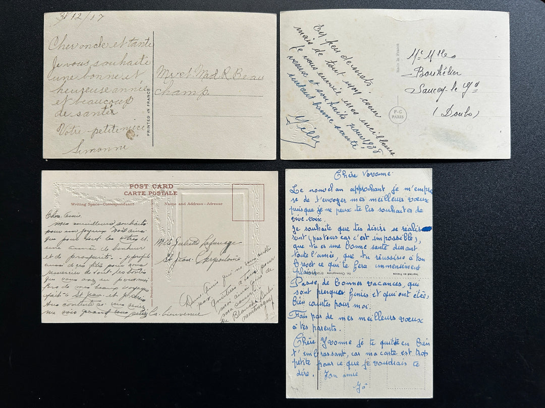 French New Year’s Postcard Lot - Vintage/Antique Postcards - 1900-1920