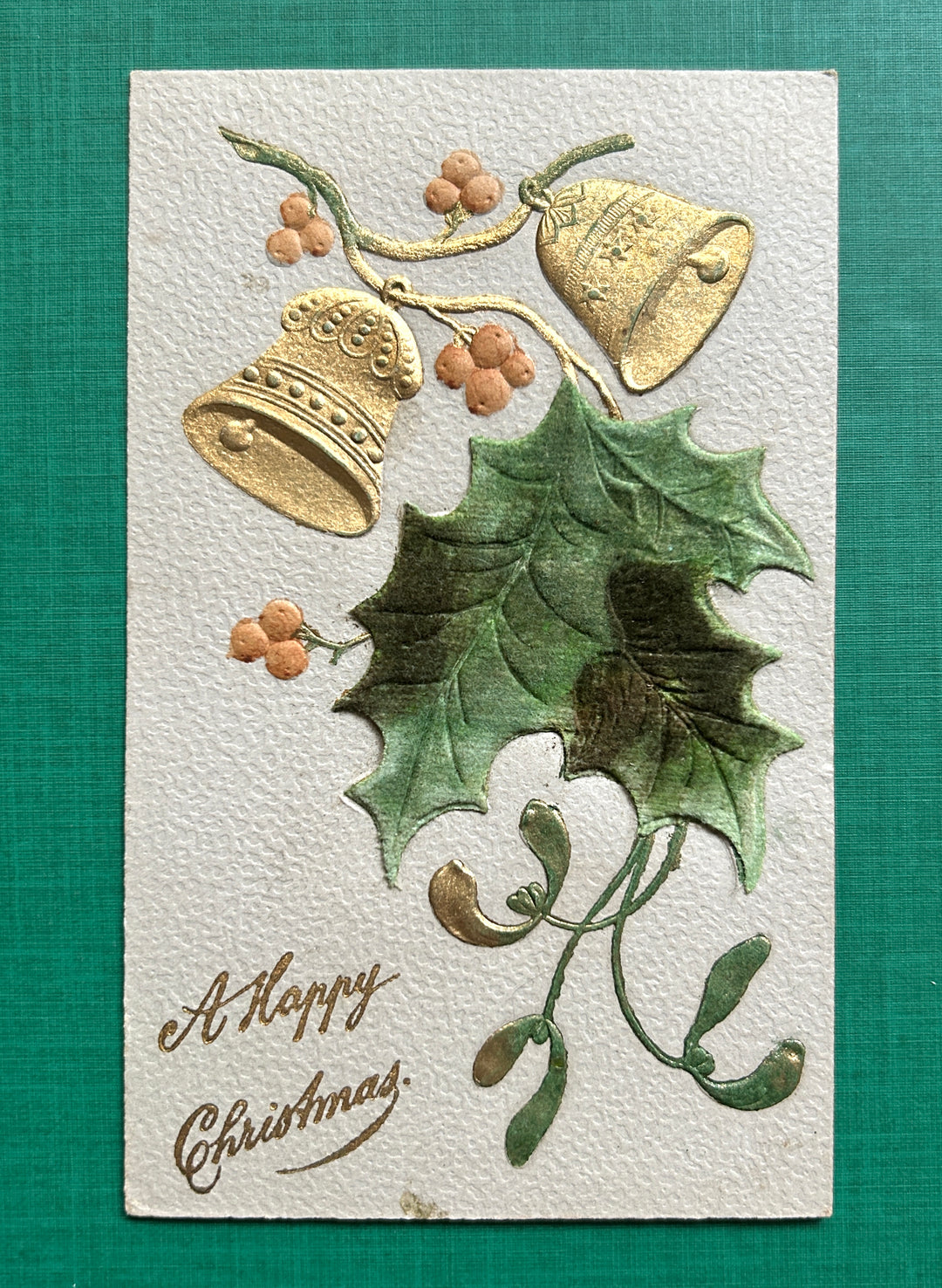 Christmas Postcard - Vintage/Antique Postcard - Embossed, velvet 1900-1920