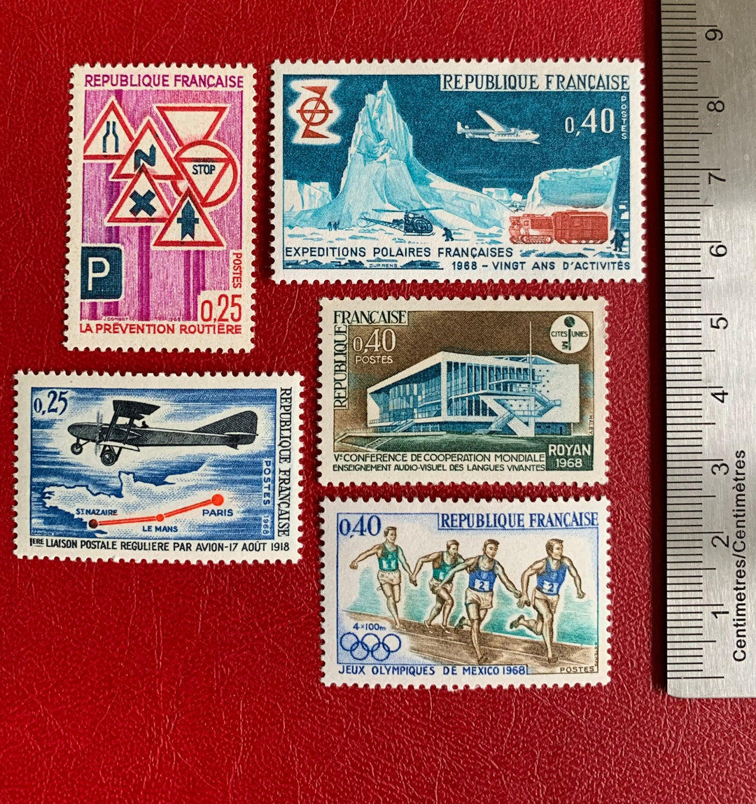 France - Original Vintage Postage Stamps- 1968 -for the collector, artist or crafter-collage, decoupage, scrapbooks