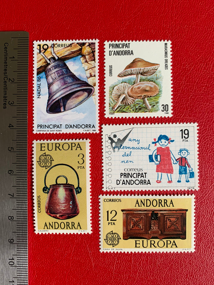 Spanish Andorra - Original Vintage Postage Stamps- 1970s-80s mixed lot- for the collector, artist or crafter - scrapbooks, decoupage