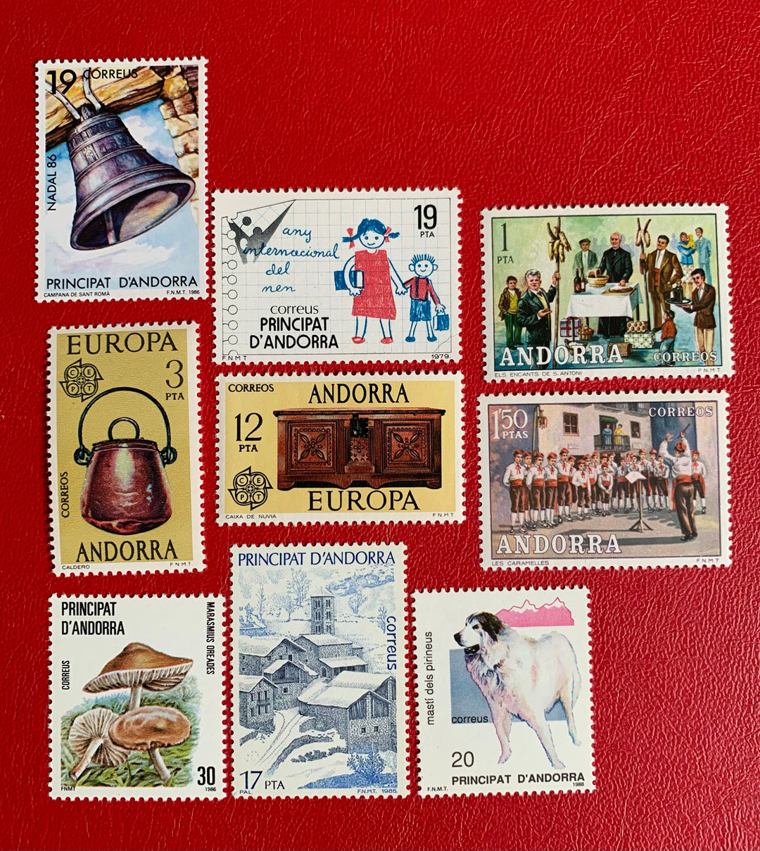 Spanish Andorra - Original Vintage Postage Stamps- 1970s-80s mixed lot- for the collector, artist or crafter - scrapbooks, decoupage