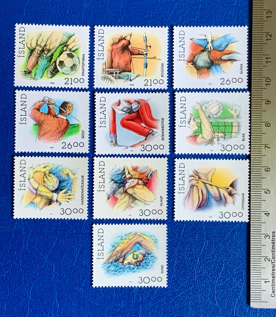 Iceland -Original Vintage Postage Stamps- 1990-94 Icelandic Sports - for the collector, artist or crafter