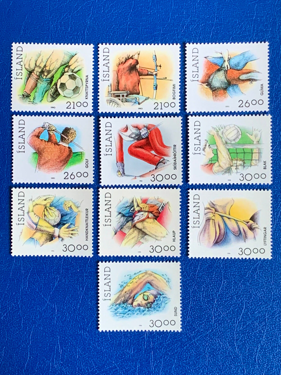 Iceland -Original Vintage Postage Stamps- 1990-94 Icelandic Sports - for the collector, artist or crafter