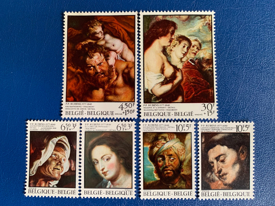 Belgium - Original Vintage Postage Stamps - 1976 Rubens Paintings - for the collector, artist or crafter