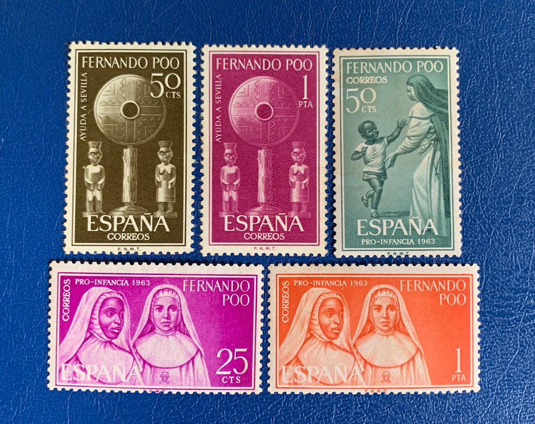 Spanish Fernando Po -Original Vintage Postage - 1963 Pro Children & Native Sacred Objects - for the collector, artist or crafter