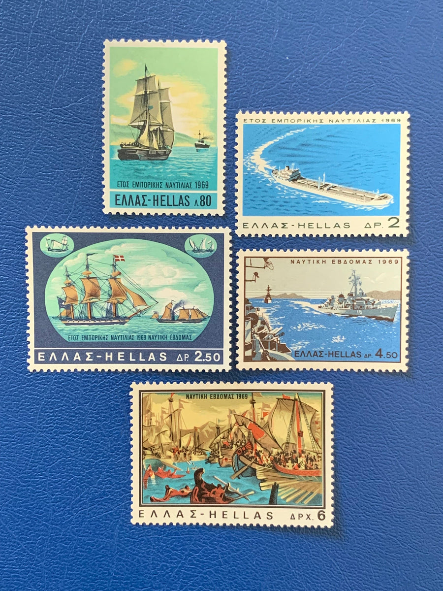 Greece - Original Vintage Postage Stamps- 1969 Navy Week - for the collector, artist or crafter