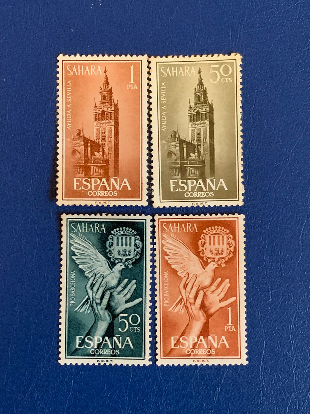 Spanish Sahara - Original Vintage Postage Stamps- 1963 - Aid to Seville & Barcelona - for the collector, artist or crafter