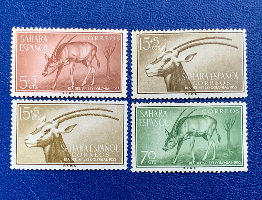 Spanish Sahara - Original Vintage Postage Stamps- 1955 - Stamp Day - Scimitar-horned Oryx - for the collector, artist or crafter