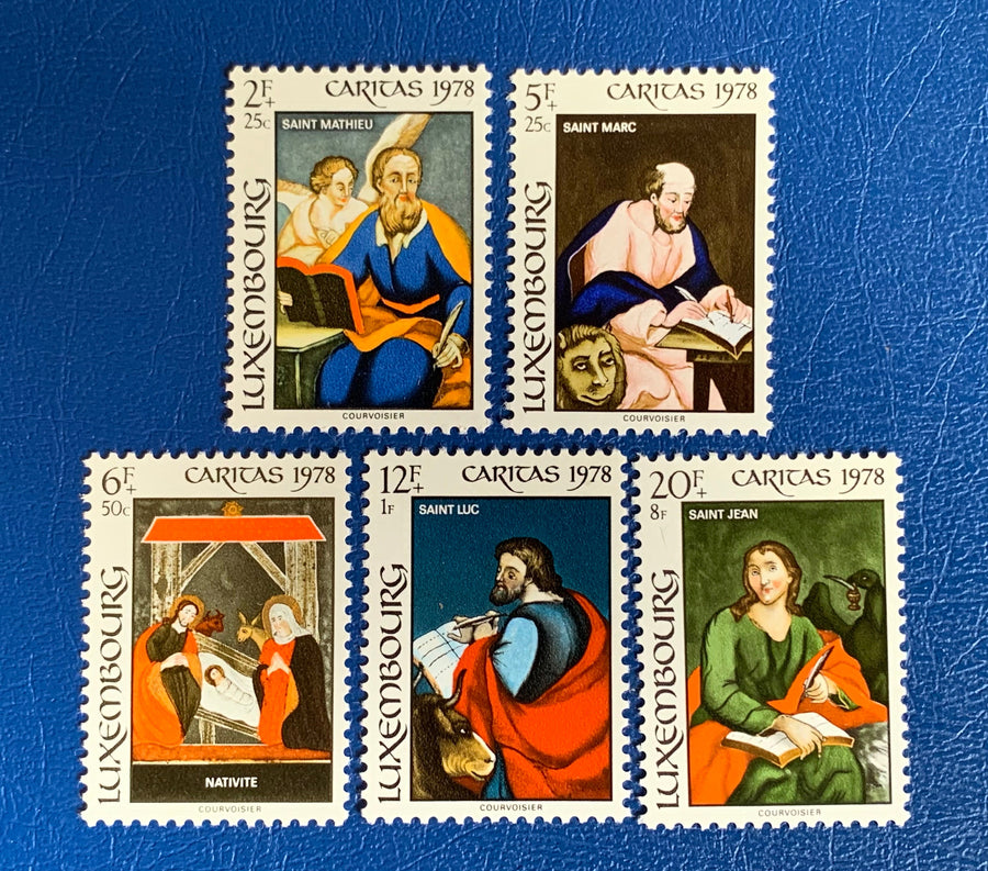 Luxembourg - Original Vintage Postage Stamps- 1978 - Christmas - Religious Art - for the collector, artist, or crafter