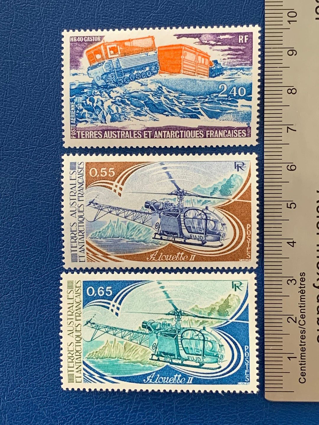 French Southern & Antarctic Territories - Original Vintage Postage Stamps- 1979/81 - Helicopters and Earthmover