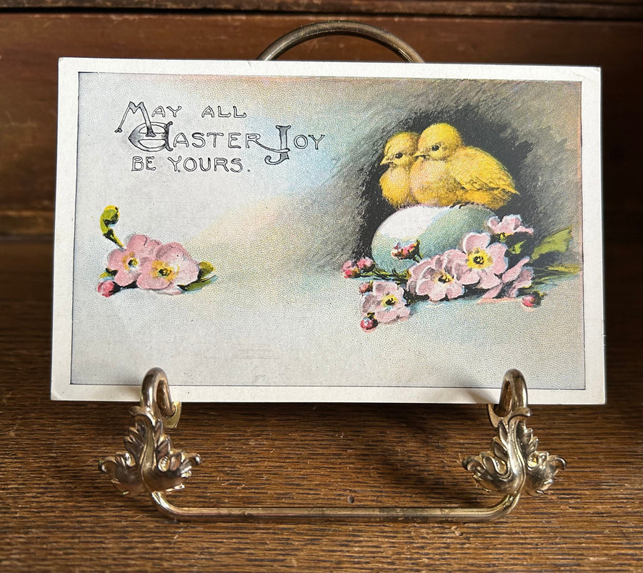 Easter Postcard - Vintage Unused Easter Card - Chicks on an Egg