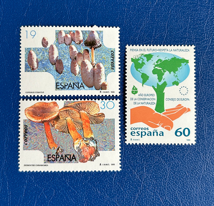 Spain - Original Vintage Postage Stamps- 1995 - Mushrooms, Environment - for the collector, artist or crafter