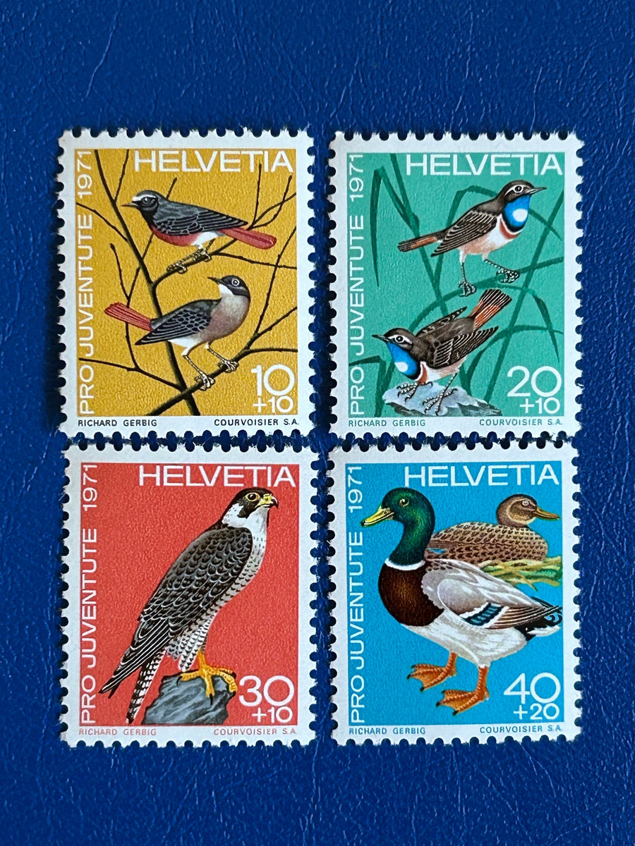 Switzerland - Original Vintage Postage Stamps- 1971 - Birds - for the collector, artist or crafter