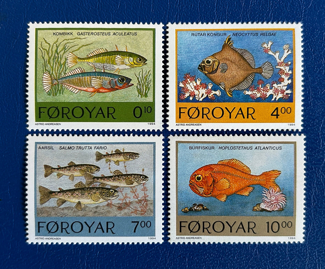 Faroe Islands- Original Vintage Postage Stamps- 1994 - Fish - for the collector, artist or crafter