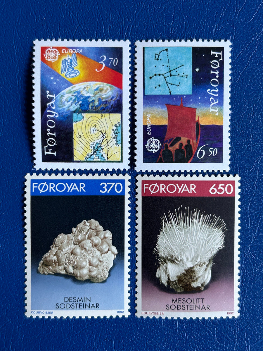 Faroe Islands- Original Vintage Postage Stamps- 1991/92 - Europe in Space / Minerals - for the collector, artist or crafter