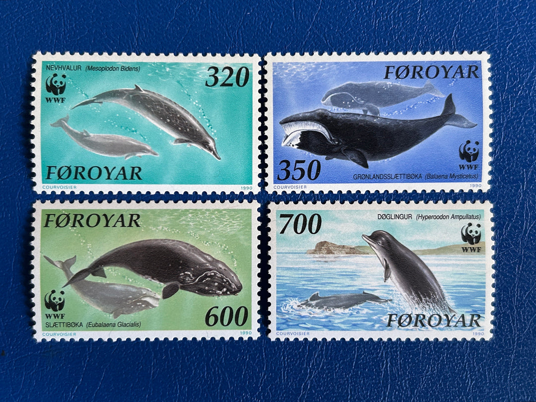 Faroe Islands- Original Vintage Postage Stamps- 1990 - Whales - for the collector, artist or crafter