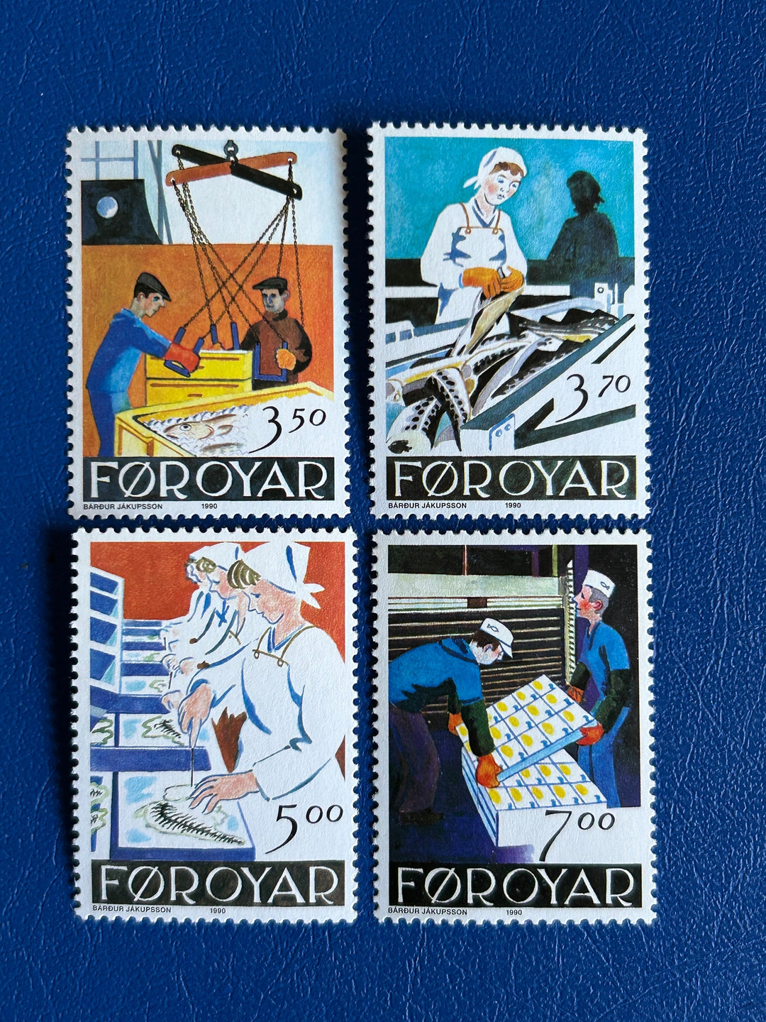 Faroe Islands- Original Vintage Postage Stamps- 1990 - Fishery - for the collector, artist or crafter