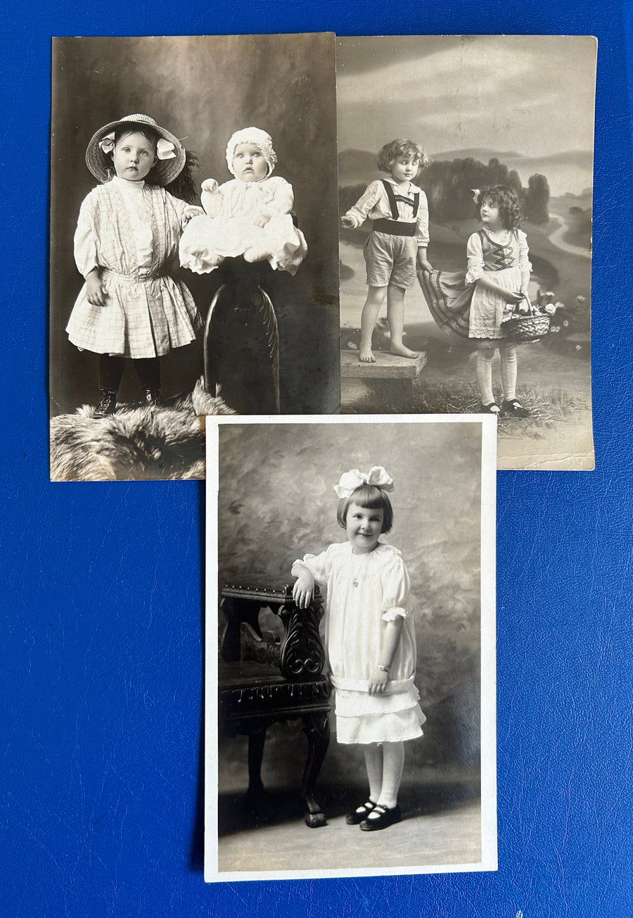 Antique Picture Postcard - Black and White Photo postcards of Children - Early 1900s - Children - scrapbooks, journals, crafting