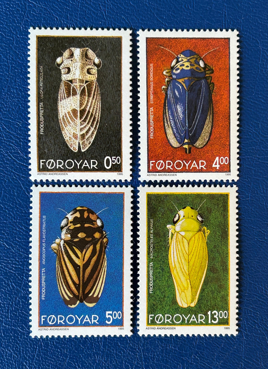 Faroe Islands- Original Vintage Postage Stamps- 1995 - Leafhopper - for the collector, artist or crafter