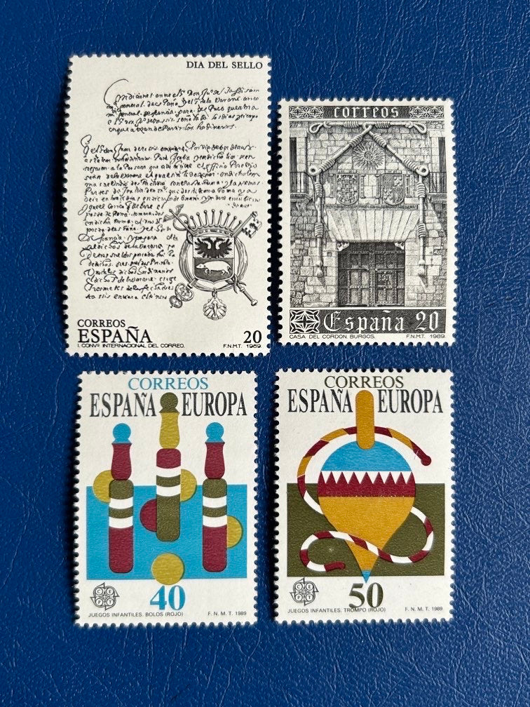 Spain - Original Vintage Postage Stamps- 1989 - Stamp Day, Casa del Cordon, Children’s Games - for the collector, artist or crafter