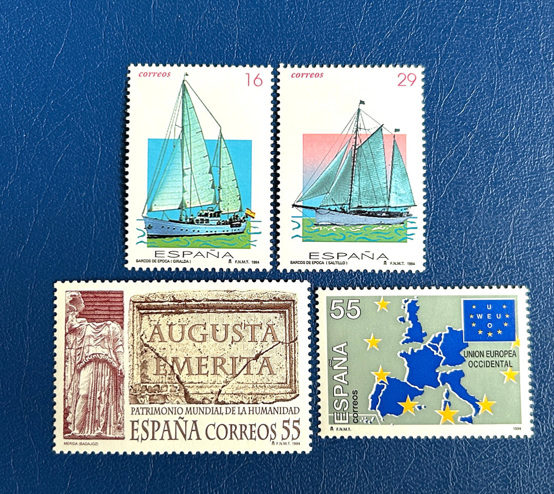 Spain - Original Vintage Postage Stamps- 1994 - Ships, World Heritage, European Union - for the collector, artist or crafter