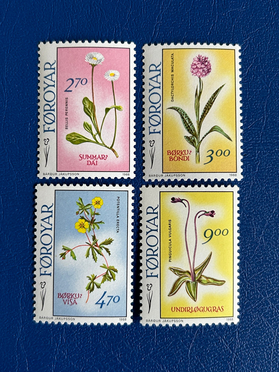 Faroe Islands- Original Vintage Postage Stamps- 1988 - Plants - for the collector, artist or crafter