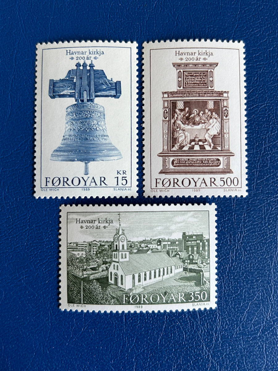 Faroe Islands- Original Vintage Postage Stamps- 1989 - Torshavn Church - for the collector, artist or crafter