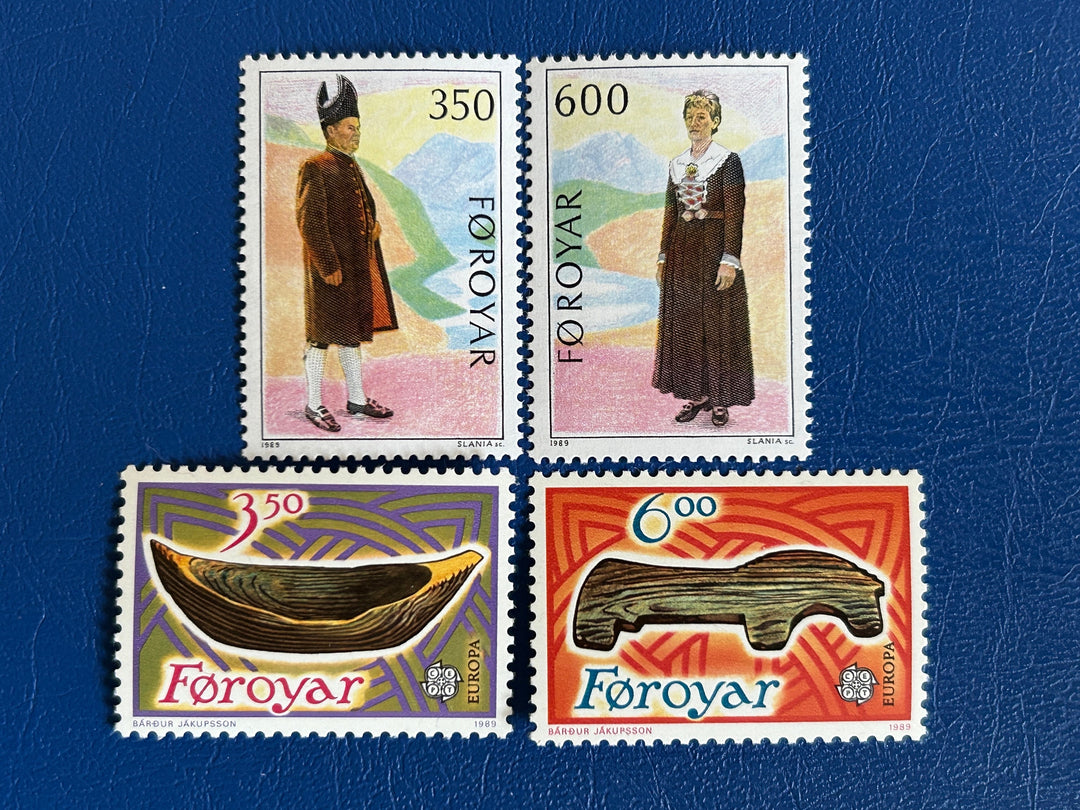 Faroe Islands- Original Vintage Postage Stamps- 1989 - Children’s Games / Norden Costumes - for the collector, artist or crafter