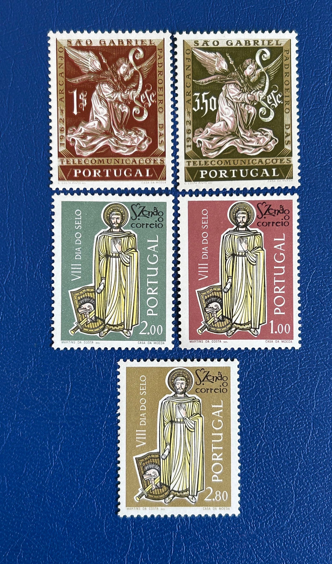 Portugal - Original Vintage Postage Stamps- 1962 - Stamp Day & Archangel Gabriel - for the collector, artist or crafter