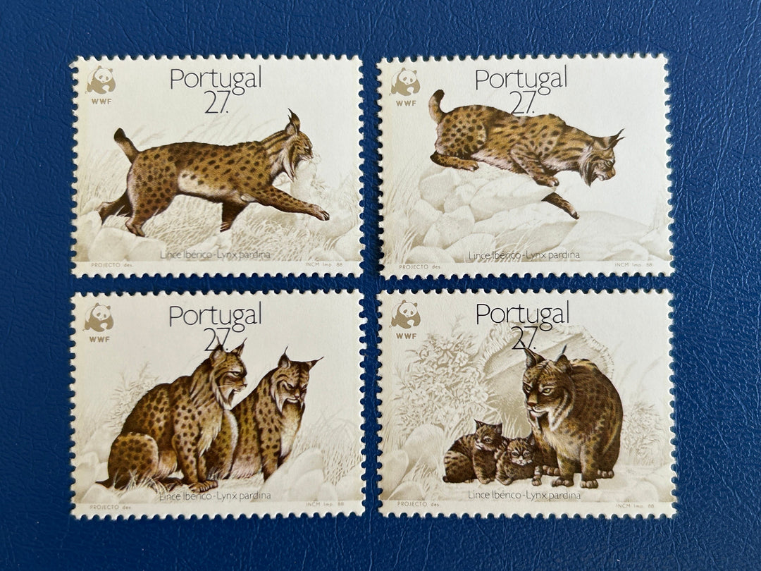 Portugal - Original Vintage Postage Stamps- 1988 - Nature Protection: Albanian Lynx - for the collector, artist or crafter