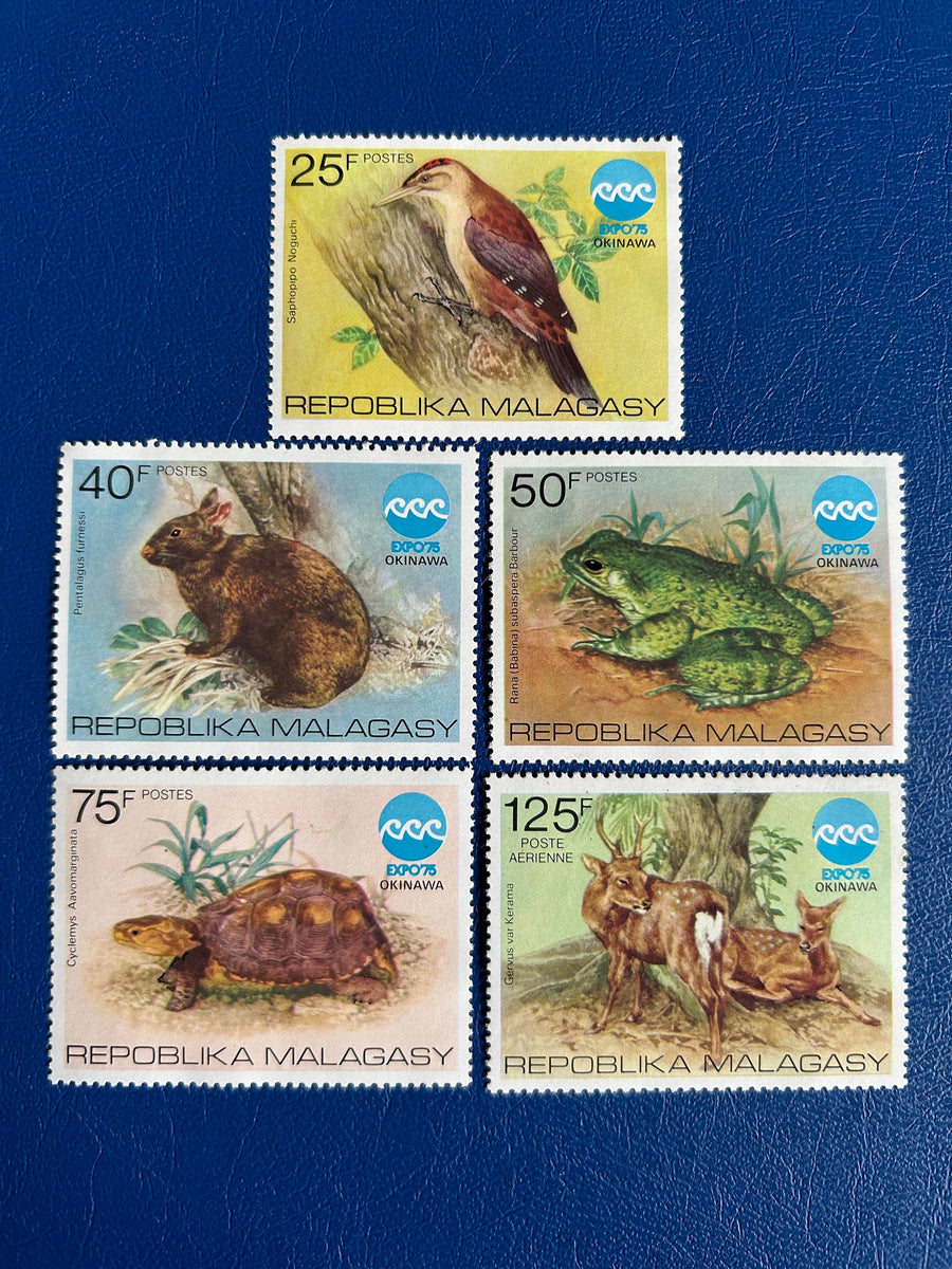 Madagascar - Original Vintage Postage Stamps- 1975 - Fauna - World Expo Okinawa - for the collector, artist or crafter