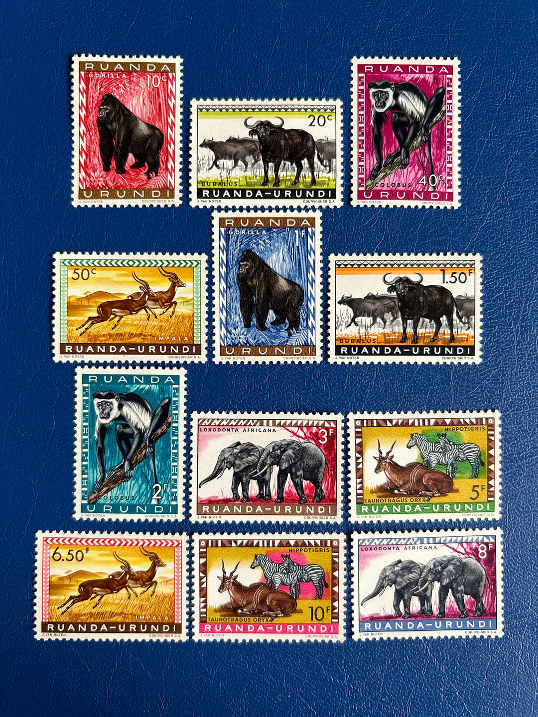 Ruanda-Urundi - Original Vintage Postage Stamps- 1959 - Fauna - for the collector, artist or crafter