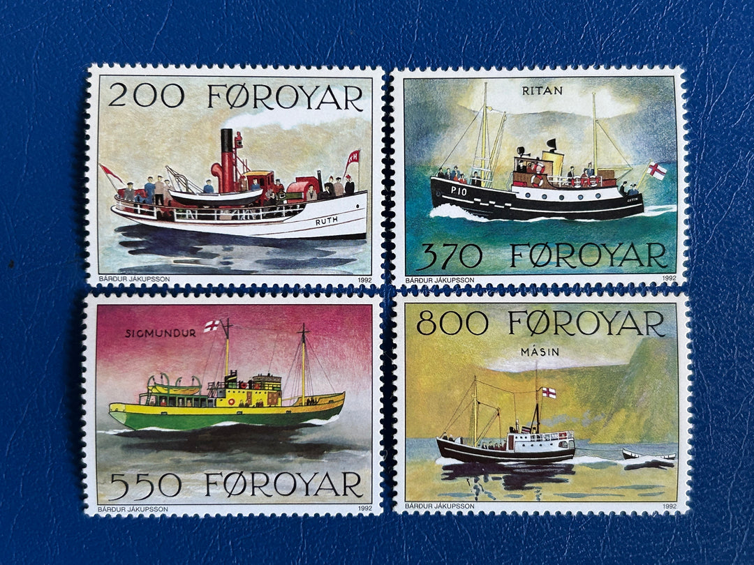 Faroe Islands- Original Vintage Postage Stamps- 1992 - Faroe Ships - for the collector, artist or crafter