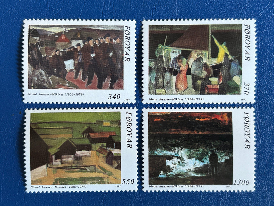 Faroe Islands- Original Vintage Postage Stamps- 1991 - Faroe Art - for the collector, artist or crafter